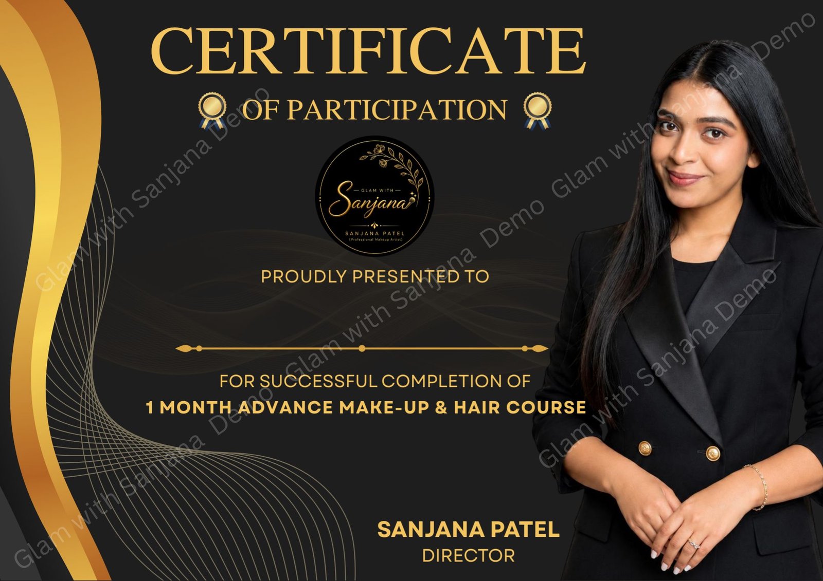 Glam With Sanjana Experience Certificate
